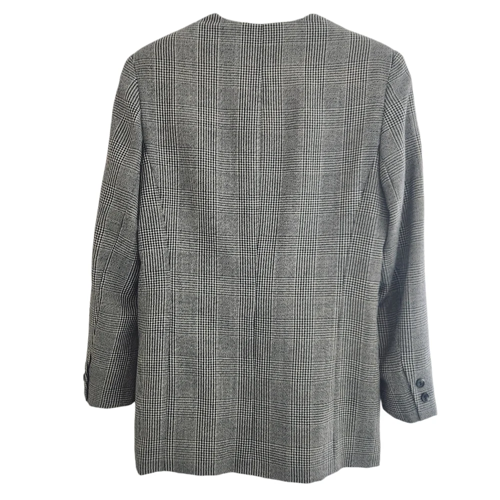 Larry Levine Vintage Womens Gray Wool Blazer Jacket 4 Button Fully Lined Size 8